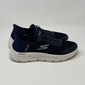 Skechers Slip Ins Go Walk Flex Grand Entry Shoes Womens 7.5 Blue Knit Hands Free